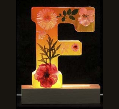 Personalisierte Brief Nachtlicht - getrocknete Blume LED-Tischlampe