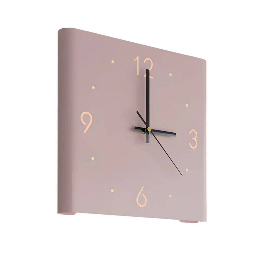 Quadratische Stille LED-Wanduhr – Hinterleuchtete Ecke mit Sensorlicht-Option