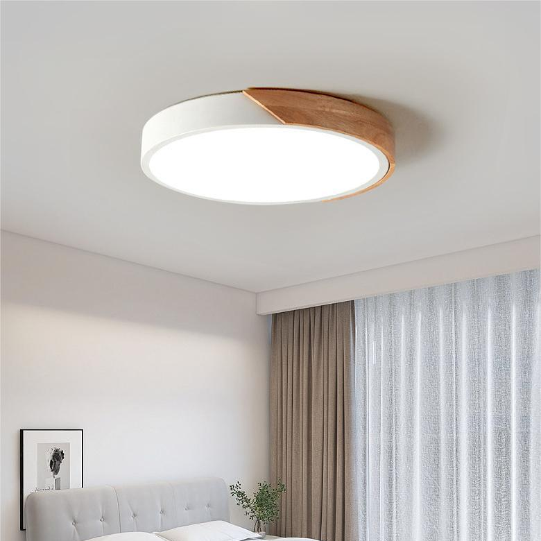 Kreisförmige LED Deckenleuchte aus Holz für Schlafzimmer und Wohnzimmer