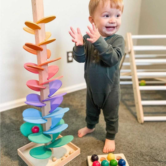 Regenbogen-Murmelturm - Interaktives rollendes Spielzeug für Kleinkinder