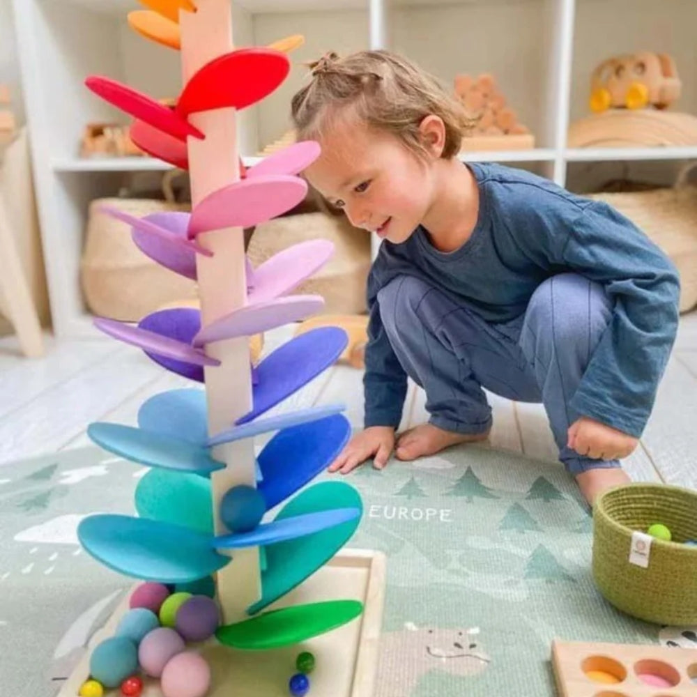 Regenbogen-Murmelturm - Interaktives rollendes Spielzeug für Kleinkinder