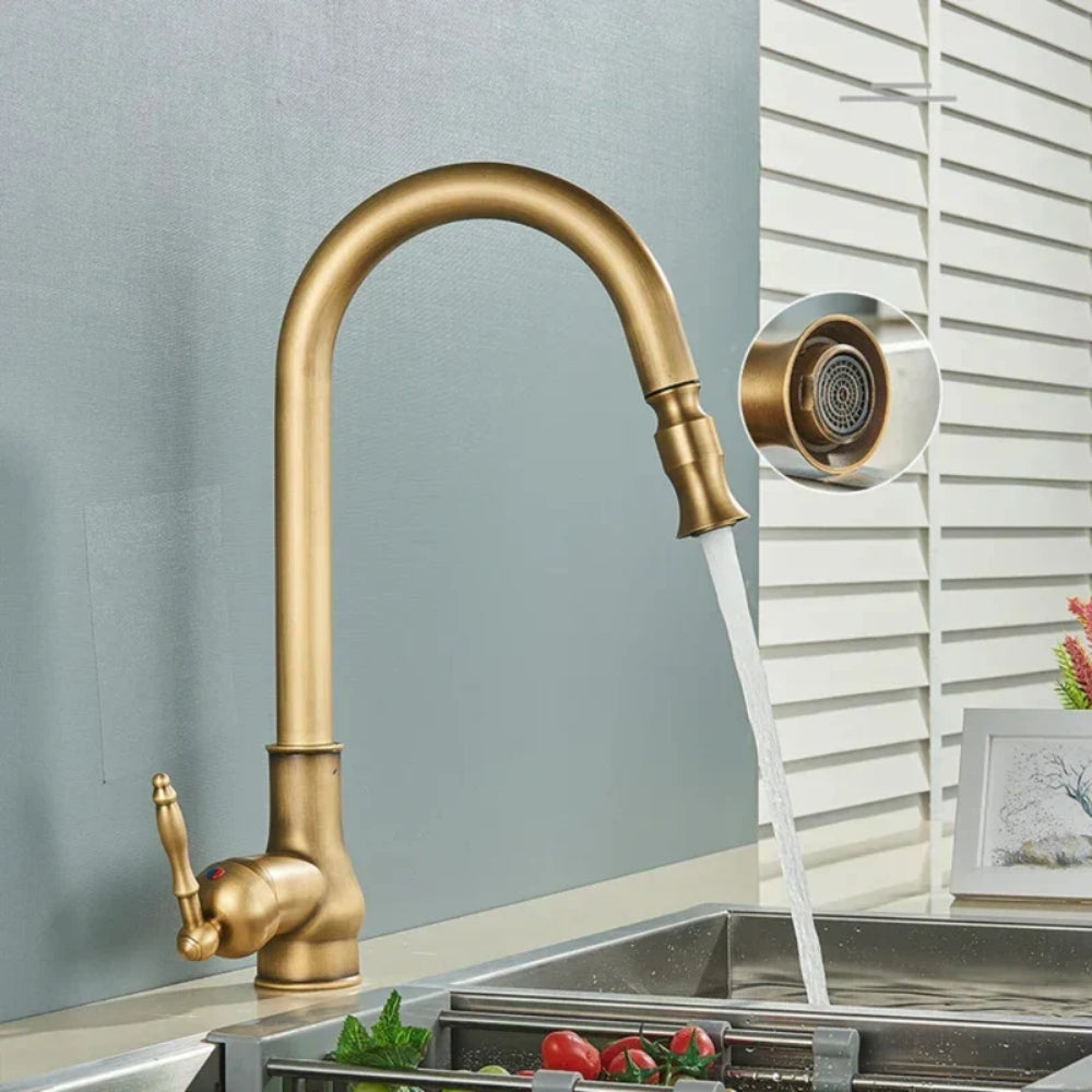 Retro-Wasserhahn – Schwenkbare Küchenarmatur mit Warm- und Kaltmischer