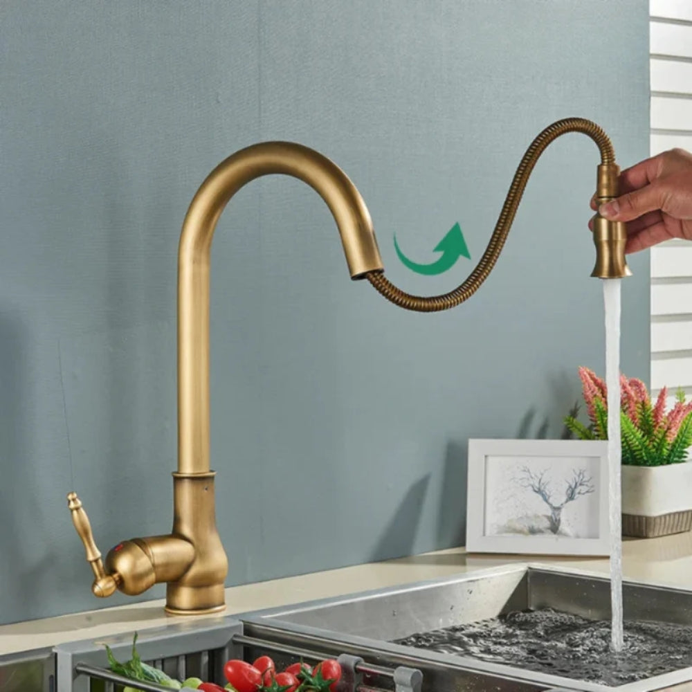 Retro-Wasserhahn – Schwenkbare Küchenarmatur mit Warm- und Kaltmischer