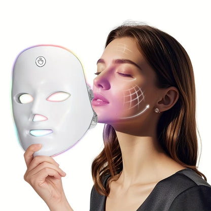 Tragbare Rotlichtlampe Maske – 7-Farbige LED Gesichtsmaske mit Mehrfachmodi