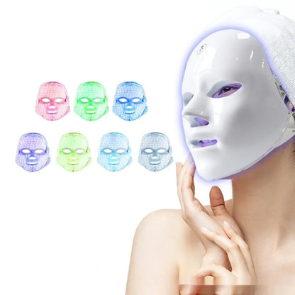 Tragbare Rotlichtlampe Maske – 7-Farbige LED Gesichtsmaske mit Mehrfachmodi