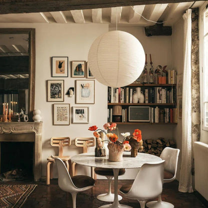 Runde Papier-Pendelleuchte - Warmes, diffuses Licht