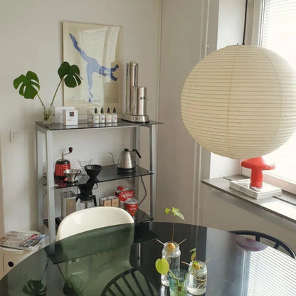 Runde Papier-Pendelleuchte - Warmes, diffuses Licht