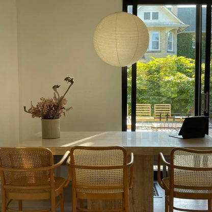 Runde Papier-Pendelleuchte - Warmes, diffuses Licht
