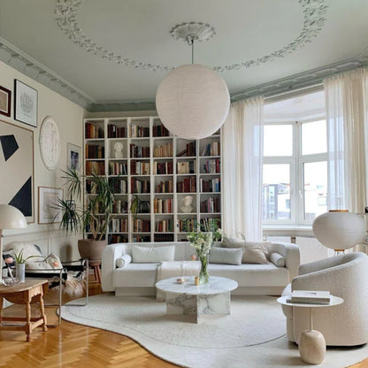 Runde Papier-Pendelleuchte - Warmes, diffuses Licht