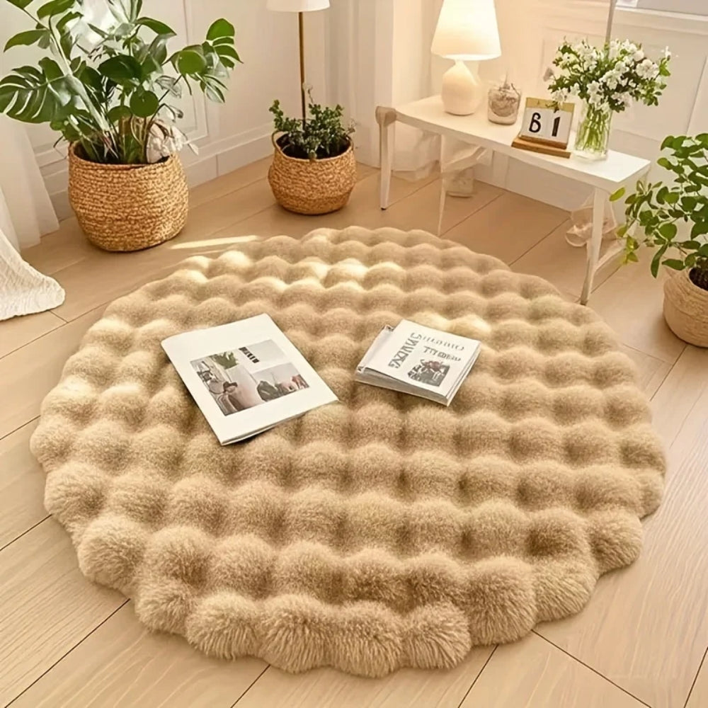 Runder Winter Teppich – Flauschige Matte für Wohnzimmer und Schlafzimmer