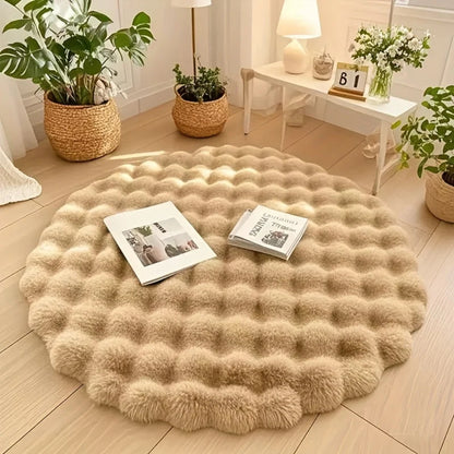 Runder Winter Teppich – Flauschige Matte für Wohnzimmer und Schlafzimmer