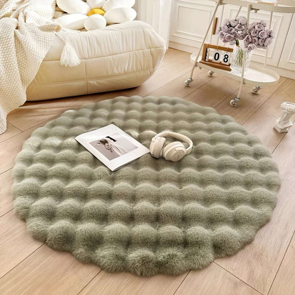 Runder Winter Teppich – Flauschige Matte für Wohnzimmer und Schlafzimmer