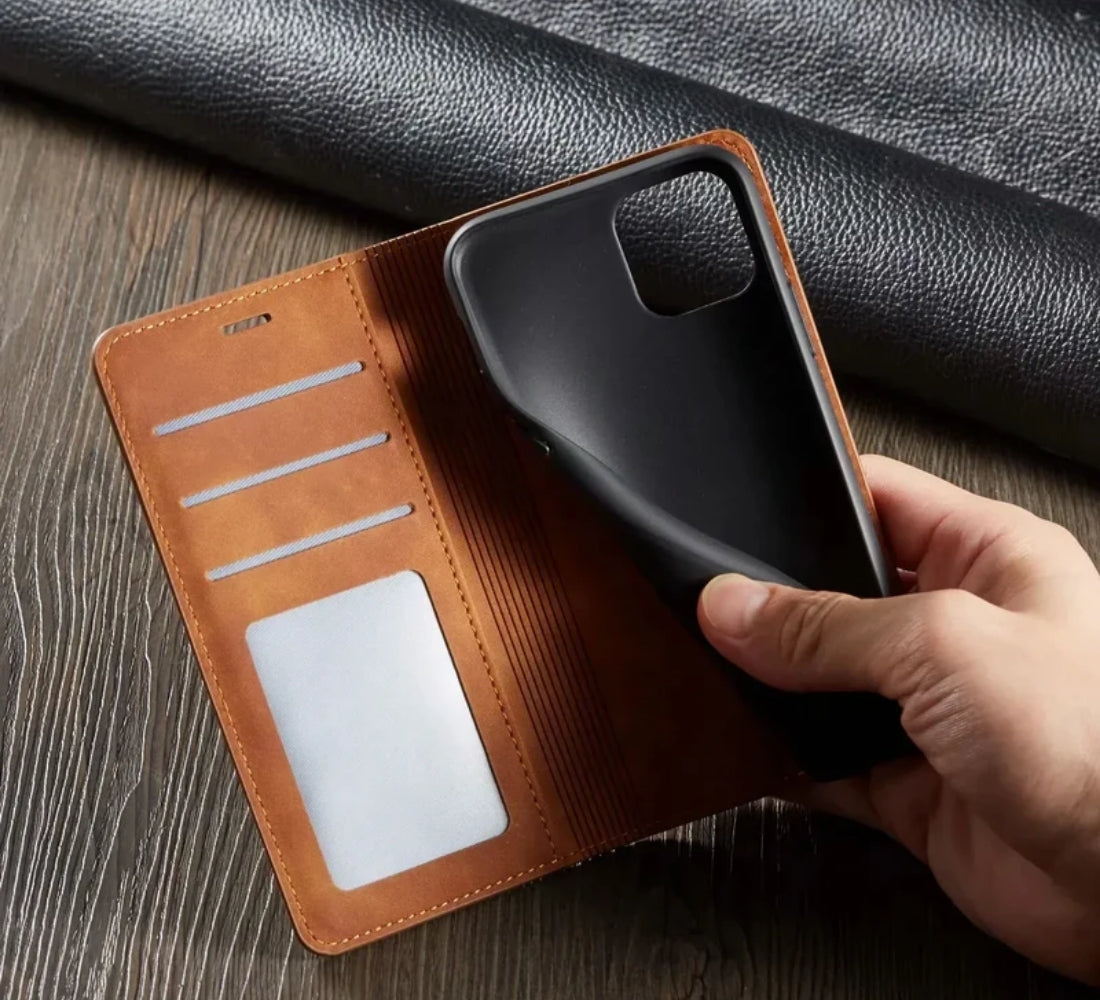 Handy-Schutzhülle - Magnetverschluss mit integrierten Taschen für iPhones