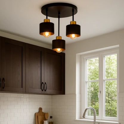 Schwarz & Gold 3-Wege-Deckenleuchte - Moderne LED-kompatible Leuchte