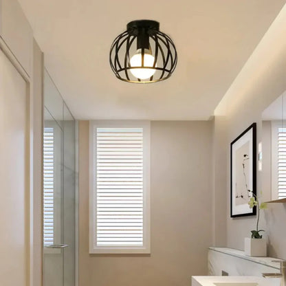 Schwarze Deckenleuchte – Warmweißes Umgebungslicht mit Offenem Käfigdesign