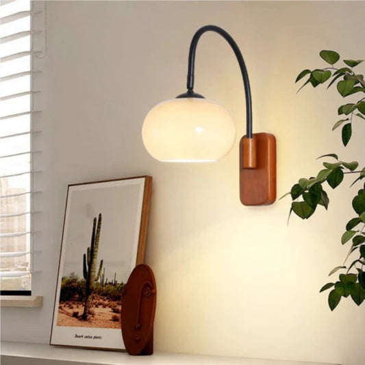 Schwenkbare Glas-Wandleuchte – Kaki-Farbener Schirm Mit Verstellbarem Design