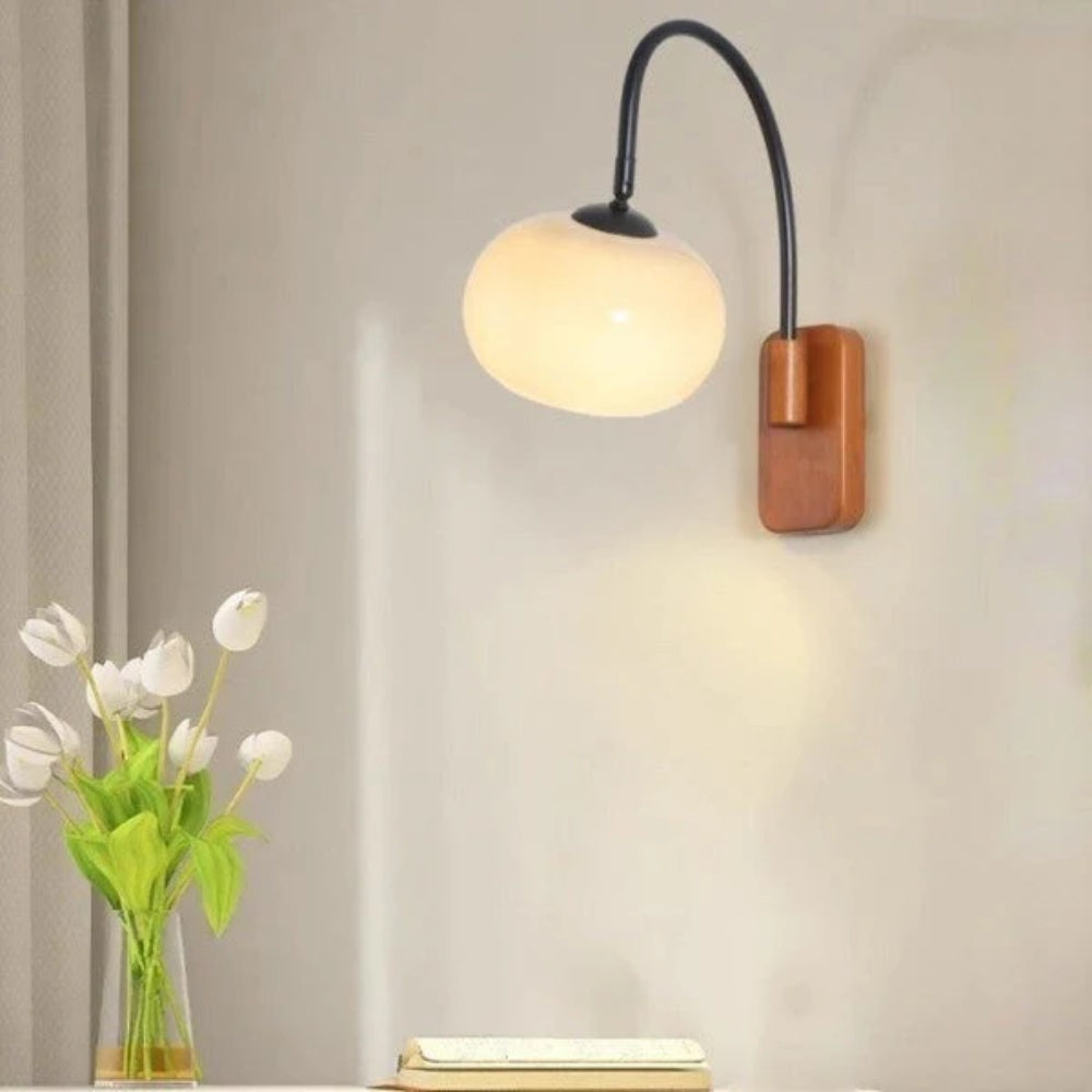 Schwenkbare Glas-Wandleuchte – Kaki-Farbener Schirm Mit Verstellbarem Design