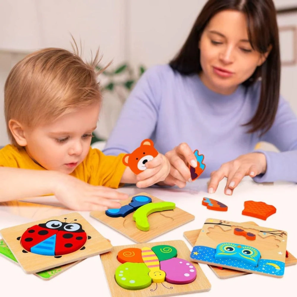 Tier Puzzle-Satz - 6 lustige Formen mit Aufbewahrungstasche für Kinder
