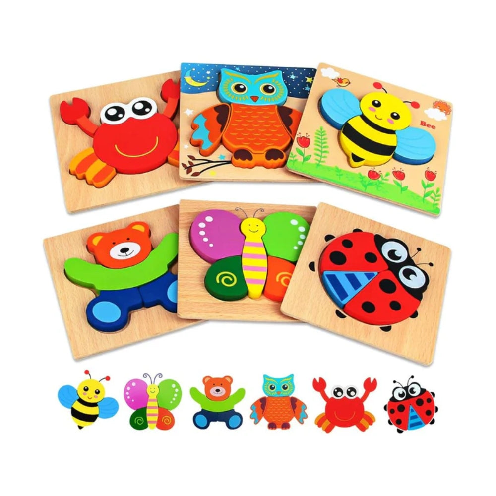 Tier Puzzle-Satz - 6 lustige Formen mit Aufbewahrungstasche für Kinder