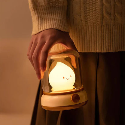 Tischlampe in Flammenform - Wiederaufladbares Nachtlicht mit Dimmerknopf