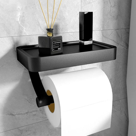 Toilettenpapierhalter mit Ablage - bohrerlose Wandmontage