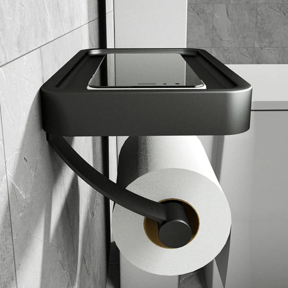 Toilettenpapierhalter mit Ablage - bohrerlose Wandmontage