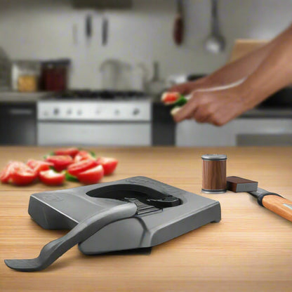 Tragbarer Messerschärfer - Walzensystem für gleichmäßiges, präzises Schärfen