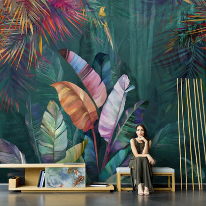 Tropische Fototapete - Horizontales Bananenblatt-Muster