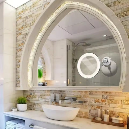 360° LED Schminke Spiegel - flexibler Schwanenhals und 10-facher Vergrößern