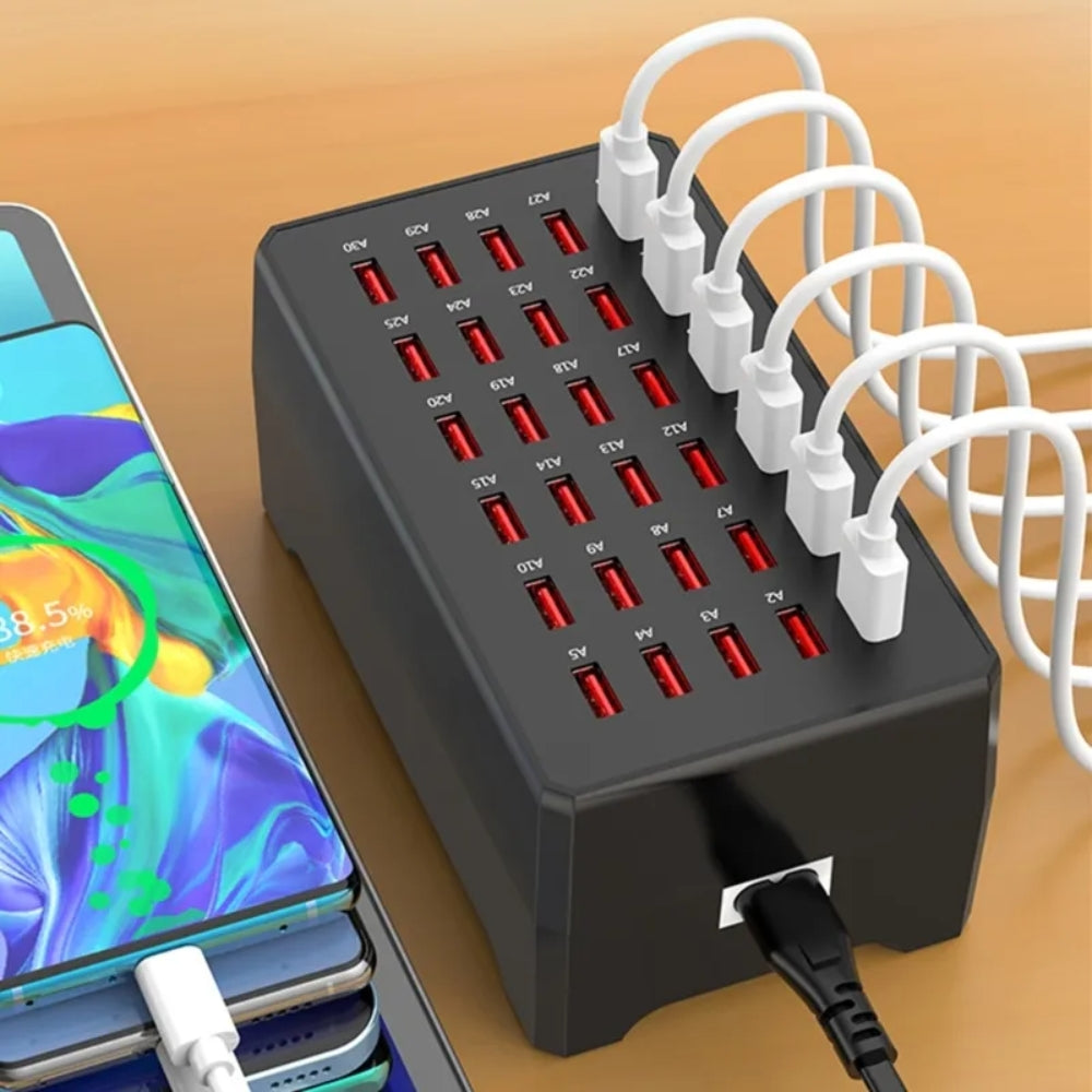 USB-Ladestation mit 30 Anschlüssen - Ladegerät mit hoher Kapazität