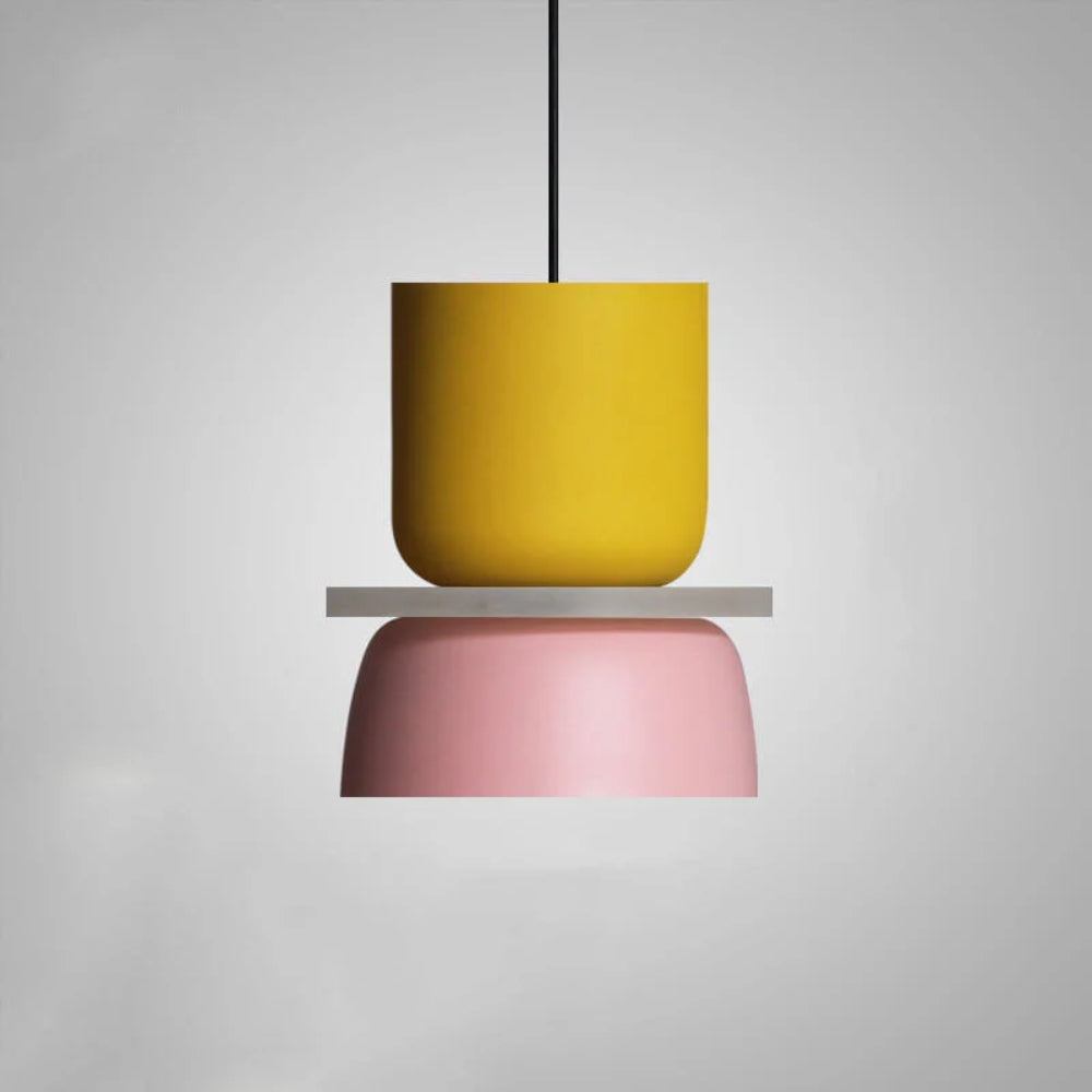 Verspielte Color-Block-Pendelleuchte – Moderne Café-Hängeleuchte