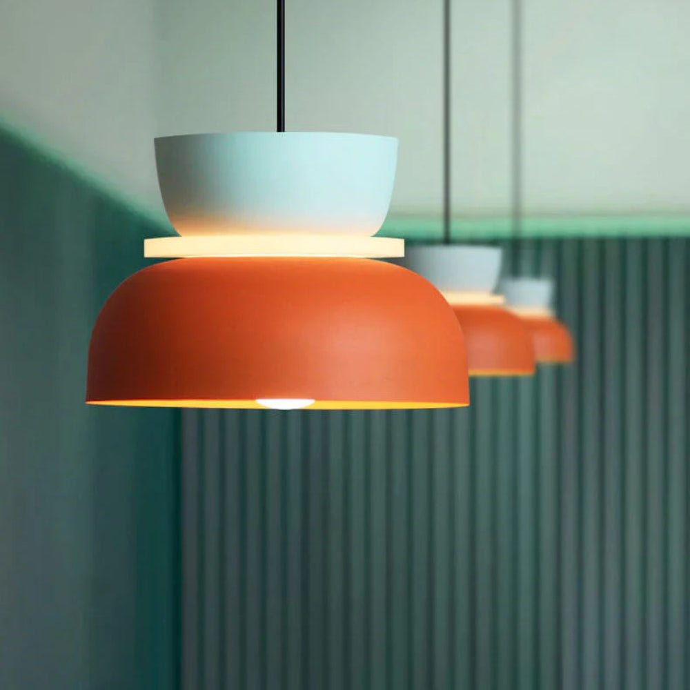Verspielte Color-Block-Pendelleuchte – Moderne Café-Hängeleuchte