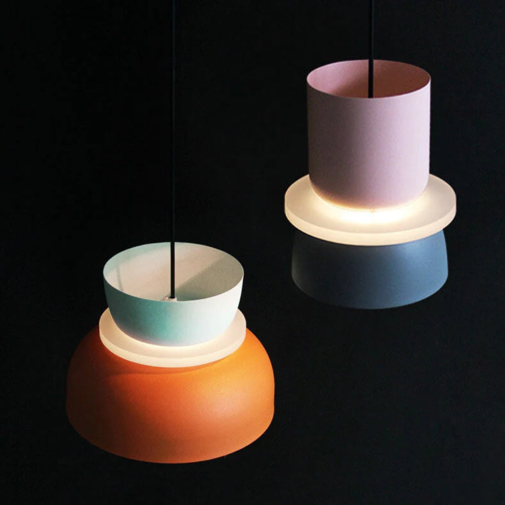 Verspielte Color-Block-Pendelleuchte – Moderne Café-Hängeleuchte