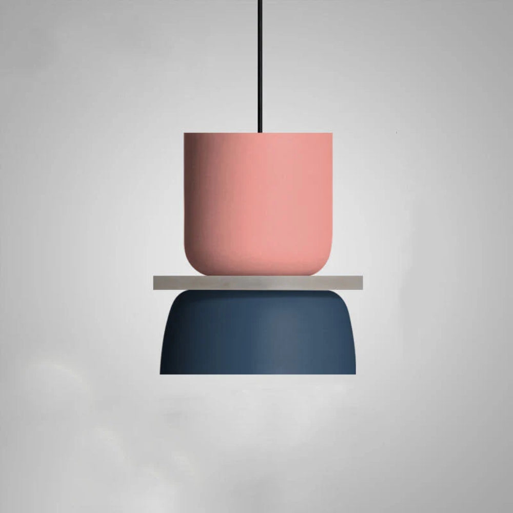 Verspielte Color-Block-Pendelleuchte – Moderne Café-Hängeleuchte
