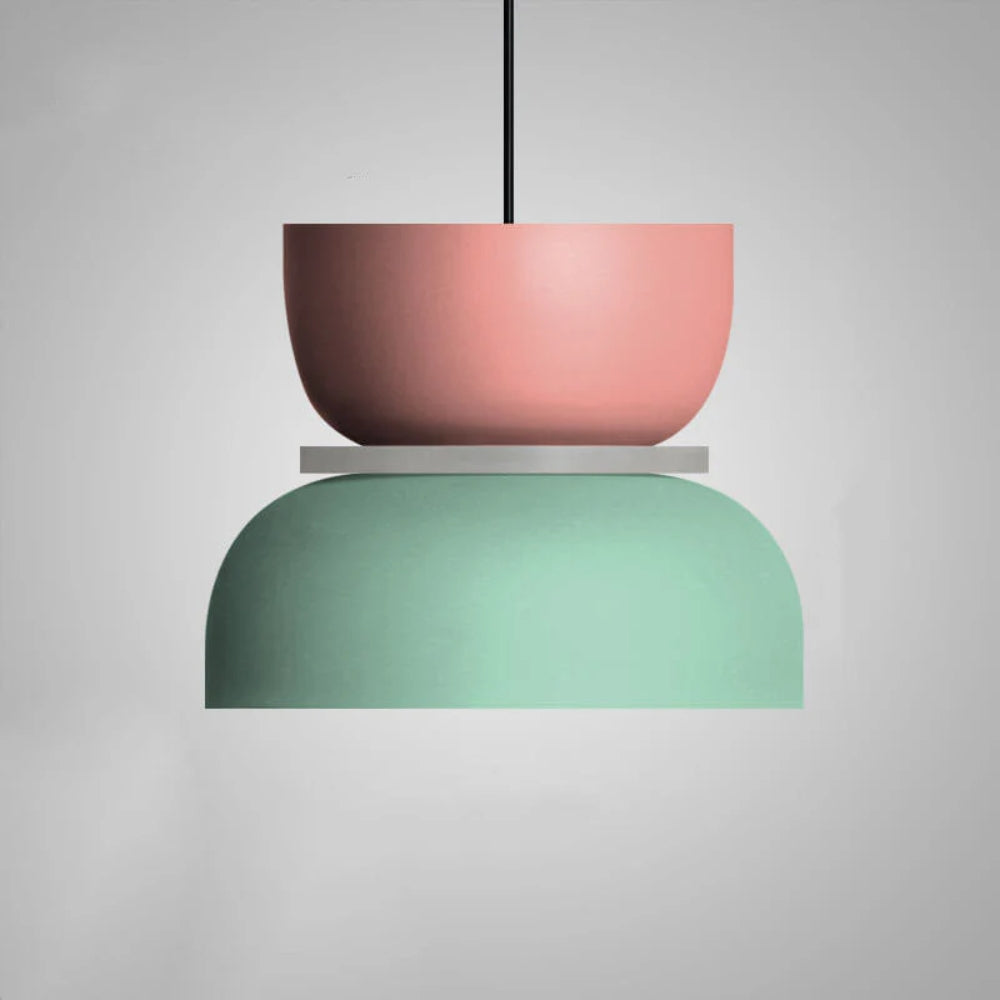 Verspielte Color-Block-Pendelleuchte – Moderne Café-Hängeleuchte