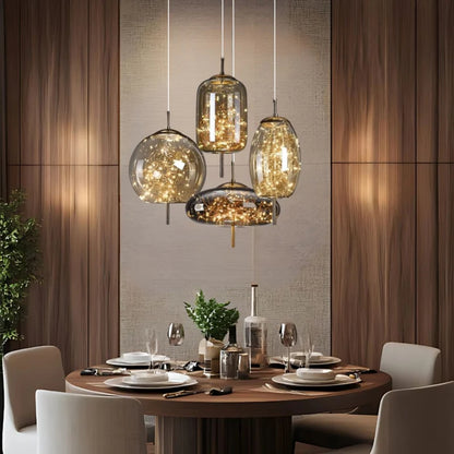 Von Feen inspirierte Pendelleuchte - energieeffizient mit Sternenglas-Design