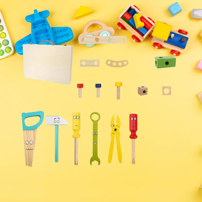 Werkzeugkasten aus Holz - 35-teiliges Konstruktionslehrspielzeug für Kinder