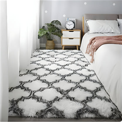 Langhaariger Winter Teppich – Gemusterte Matte für Wohnzimmer und Schlafzimmer