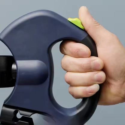 Zwei-Hunde-Gehleine - 360° drehbar und versenkbar mit Abfallbeutelhalter